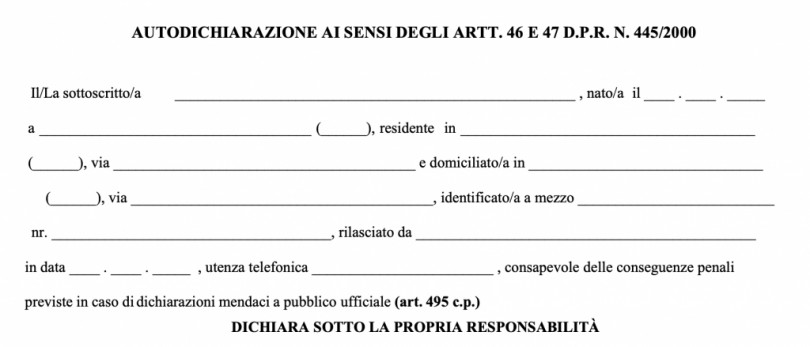 Spostamenti in zona rossa: ecco l'autodichiarazione